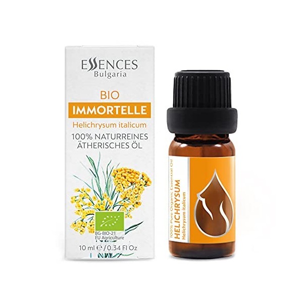 Essences Bulgaria Huile Essentielle dHélichryse Bio 10ml | Helichrysum italicum | 100% Pur et Naturel | Non Dilué | Qualité 