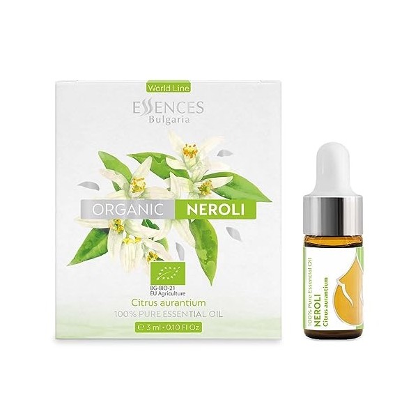 Essences Bulgaria Huile Essentielle de Néroli Bio 3ml | Citrus aurantium | 100% Pur et Naturel | Non Dilué | Qualité Thérapeu