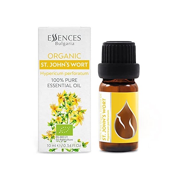 Essences Bulgaria Huile Essentielle de Millepertuis Bio 10ml | Hypericum perforatum | 100% Pur et Naturel | Non Dilué | Grade