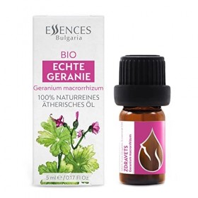 Essences Bulgaria Huile Essentielle Zdravets Bio 5 ml | Geranium macrorrhizum | 100% Pur et Naturel | Non Dilué | Qualité Thé