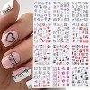 ZSDFW 12 Feuilles Nail Art Stickers Stickers Lip Print Love Heart Pattern Nail Sticker pour Nail Art Décoration, DIY Nail Tat