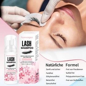 Shampooing pour cils 100ML + brosse et baguette de mascara Nettoyage moussant des paupières, nettoyant pour extensions de cil
