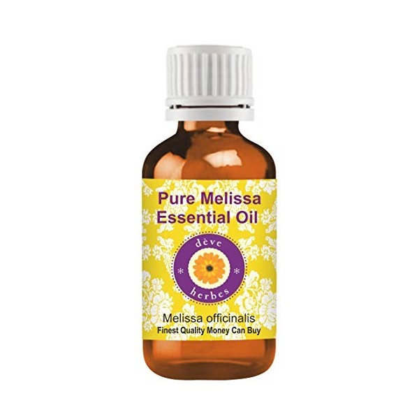 Huile essentielle de mélisse pure Deve Herbes Melissa officinalis distillée à la vapeur de qualité thérapeutique à 100% pou