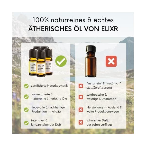 ELIXR Ensemble dhuiles essentielles à lhuile de citron, huile dorange sanguine et huile de lavande Huile parfumée 100% pur