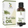 Huile Tea Tree BIO 50 ml avec pipette - 100% pure et naturelle, vegan - Huile essentielle arbre à thé - Soutien pour les impe