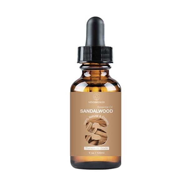 Huile essentielle de santal 120 ml, huile de santal thérapeutique naturelle pure, applicable à la méditation et au massage de