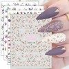 JMEOWIO Printemps Fleurs Stickers Ongles Nail Art 10 Feuilles Autocollants Ongles Autoadhésif Deco Ongle Nail Art Design Manu