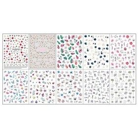 JMEOWIO Printemps Fleurs Stickers Ongles Nail Art 10 Feuilles Autocollants Ongles Autoadhésif Deco Ongle Nail Art Design Manu