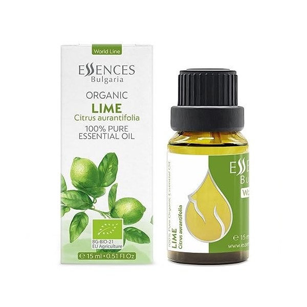 Essences Bulgaria Huile Essentielle de Citron Vert Bio 15ml | Citrus aurantifolia | 100% Pur et Naturel | Non Dilué | Qualité