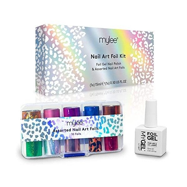 Mylee Kit de Foils Nail - Foils pour ongles, adhésifs chromés et métalliques, autocollants à transfert pour ongles, feuilles 