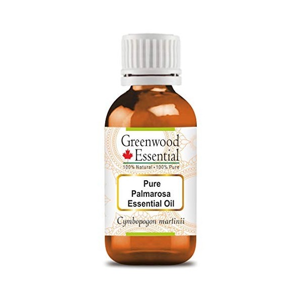 Greenwood Essential Pur Palmarosa Essentiel Huile Cymbopogon martinii Naturel Thérapeutique Grade Distillé à la vapeur 15ml