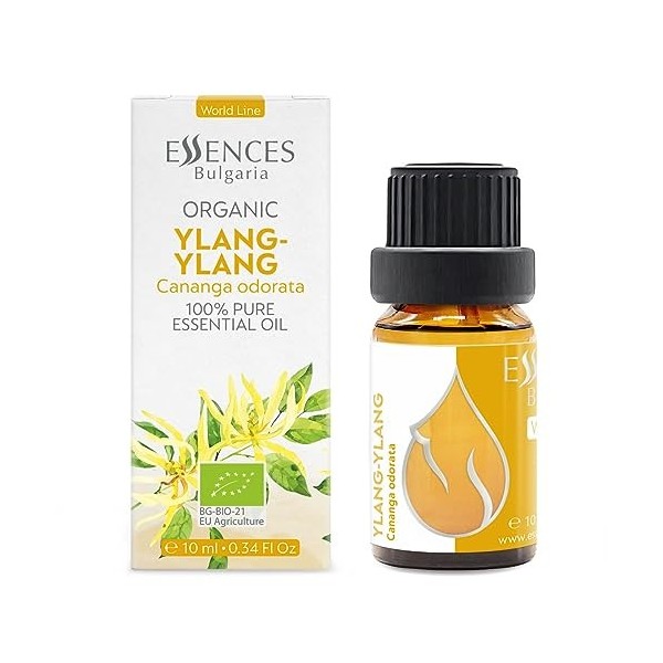 Essences Bulgaria Huile Essentielle dYlang-Ylang Bio 10 ml | Cananga odorata | 100% Pur et Naturel | Non Dilué | Qualité Thé