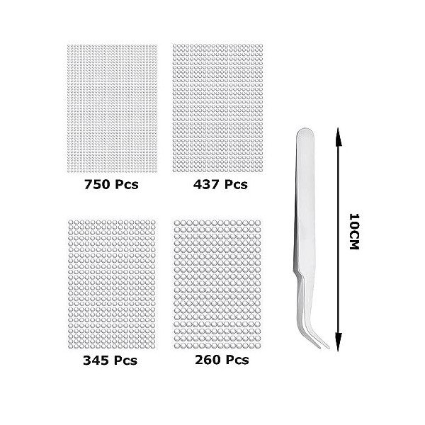 iJiZuo 1792 Pièces Strass Autocollant Diamant, Autocollants Acryliques Auto-Adhésifs, 4 Feuilles Strass Autocollants pour Déc