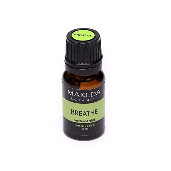MAKEDA Botanics Breathe, Mélange dhuiles essentielles pures et naturelles deucalyptus, de thym et de menthe poivrée, à util