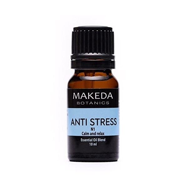 MAKEDA Botanics Anti Stress N1, Mélange dhuiles essentielles - 100% pures et naturelles, mélange synergie, relaxation, huile