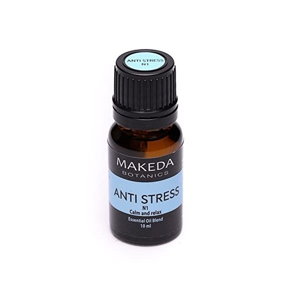 MAKEDA Botanics Anti Stress N1, Mélange dhuiles essentielles - 100% pures et naturelles, mélange synergie, relaxation, huile