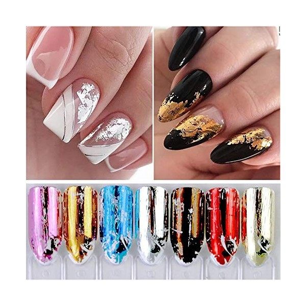 20 Modèles Nail Transfert Foil Stickers, EBANKU Autocollant de Transfert dOngle Métallique Nail Feuilles Ongles Rouleaux dA