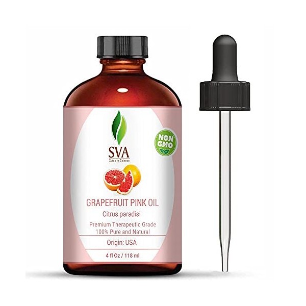 SVA Organics Huile rose de pamplemousse avec compte-gouttes - Qualité 100% pure, naturelle et thérapeutique pour une peau rad