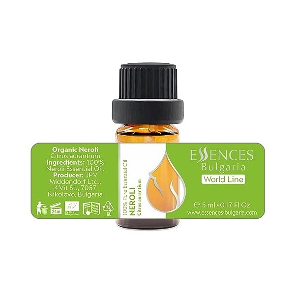 Essences Bulgaria Huile Essentielle de Néroli Bio 5ml | Citrus aurantium | 100% Pur et Naturel | Non Dilué | Qualité Thérapeu