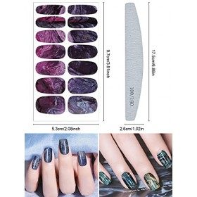 Kalolary Nail Sticker Couverture Complète Pleine, 12 Feuilles Marbre Autocollants Transfert Pochoir Ongles Auto-adhésifs Nail