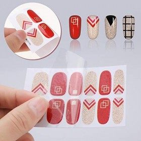 MWOOT 16 Feuilles Nail Art Sticker,Auto-adhésif Autocollants Décalcomanies pour Ongle,Nail Wraps Décorations Manucure pour On