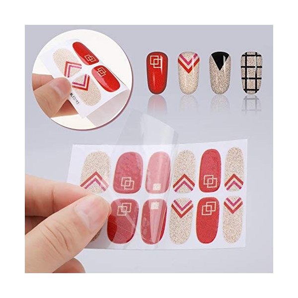 MWOOT 16 Feuilles Nail Art Sticker,Auto-adhésif Autocollants Décalcomanies pour Ongle,Nail Wraps Décorations Manucure pour On