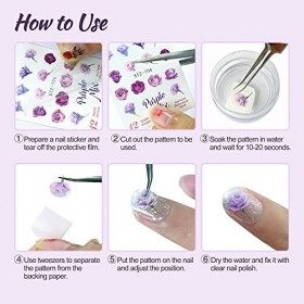 Hanyousheng Autocollant Ongle, 600+ Design, 35 Pcs Différents Styles Stickers Ongles, Autocollants de Transfert à Eau Auto-Ad