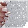 JMEOWIO Marbre Ligne Stickers Ongles Nail Art 9 Feuilles Autocollants Ongles Autoadhésif Deco Ongle Nail Art Design Manucure