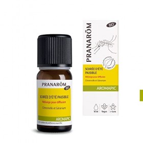 Pranarôm Anti-Mousitques Soirée d’Été Paisible Mélange pour Diffusion Bio 10 ml & Pranarôm - Roller Huiles Essentielles Après