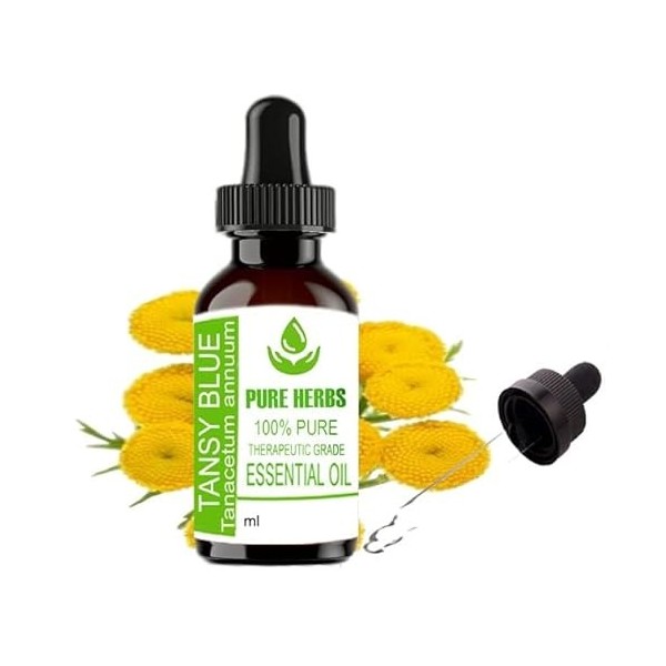 Pure Herbs Tansy Blue Tanacetum Annuum Pure & Natural Essential Oils 15ml PLASTIC With Dropper