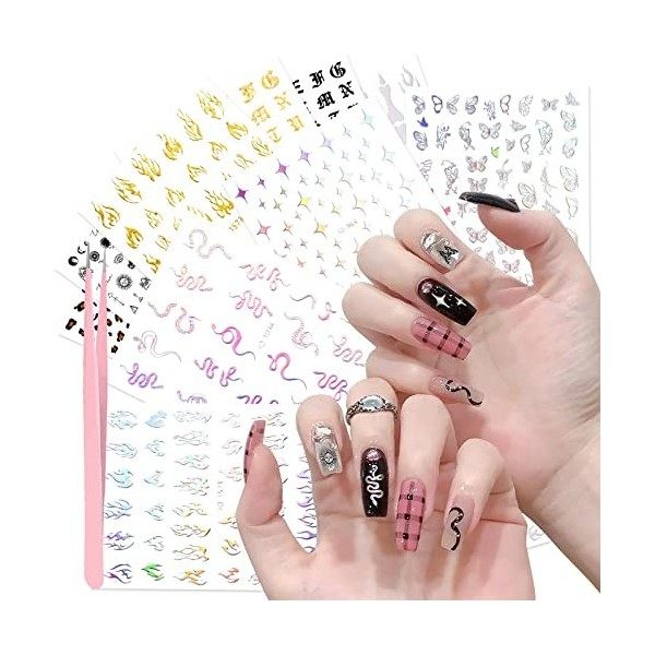 Autocollants pour Ongles dHalloween, 3D Stickers Nail Stickers Autocollant DIY Décorations pour Femmes Filles Enfants Hallow