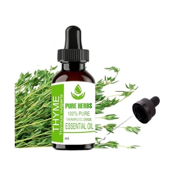 Pure Herbs Thyme Thymus Vulgaris Pure & Natural Essential Oils Plastic 15ml PLASTIC With Dropper