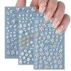 3 Feuilles Sticker Ongle Fleur 3D Nail Art Autocollant Ongle 5D Décoration Adhésif Manucure Design pour Femme Fille Margueri