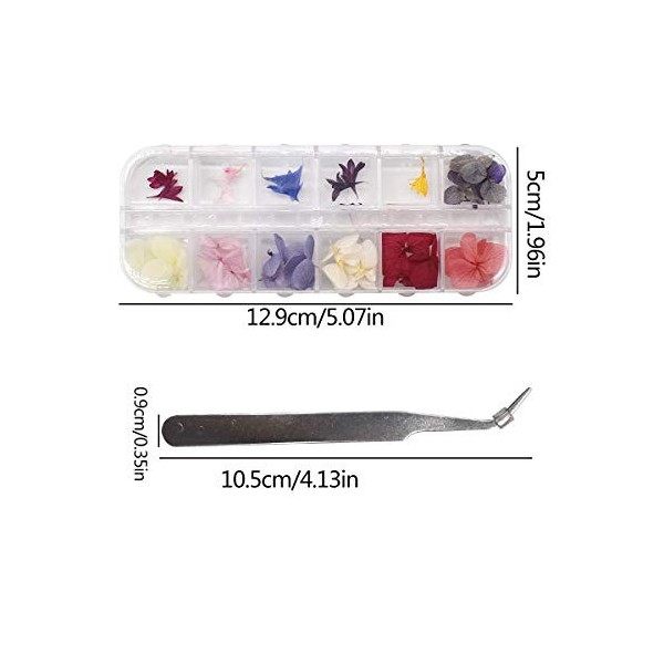 Liwein 144 pièces Fleurs Séchées 3D Autocollants Nail Décoration 3D Nail Art Véritable Fleur Séchée Naturelle Ongle Deco Manu