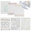 6 Feuilles Stickers Ongles,5D Stickers Ongles Autocollants,Fleurs Stickers Nail,Nail Art Sticker Autocollants à Ongles Auto-a