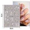 6 Feuilles Stickers Ongles,5D Stickers Ongles Autocollants,Fleurs Stickers Nail,Nail Art Sticker Autocollants à Ongles Auto-a