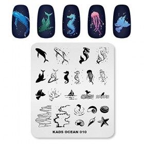 KADS Plaques de stamping pour nail art Océan Étoile de mer Étoile de mer Pochoir pour ongles OC010 