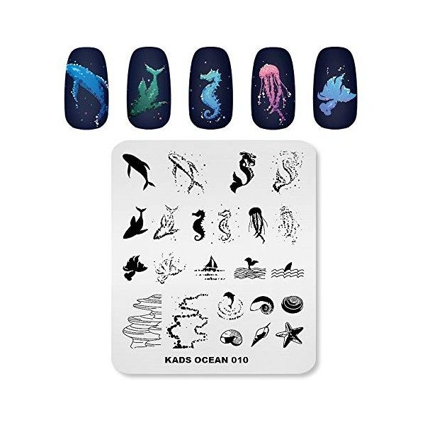 KADS Plaques de stamping pour nail art Océan Étoile de mer Étoile de mer Pochoir pour ongles OC010 