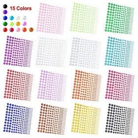 PHOGARY Lot de 3375 strass autocollants - 5 Taille 15 Couleurs - Pour création de bijoux, loisirs créatifs, manucure, maquill