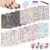 18 Feuilles Stickers Ongles Automne Nail Art pour Femmes Filles Enfants, Panda Lips Tournesol Amour Coeur Fruit Autocollant O