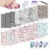 18 Feuilles Stickers Ongles Automne Nail Art pour Femmes Filles Enfants, Panda Lips Tournesol Amour Coeur Fruit Autocollant O