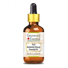 Greenwood Essential Pur Asafoetida Heeng Essentiel Huile Ferula assa-foetida avec compte-gouttes en verre Naturel Thérape