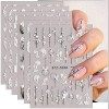 Stickers Ongles, 6 Feuilles 5D Stickers Ongles Autocollants, Stickers Ongle Nail Art Stickers, Autocollant Ongle Nail Art, Na