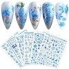 JMEOWIO Noel Stickers Ongles Nail Art 9 Feuilles Autocollants Ongles Autoadhésif Deco Ongle Nail Art Design Manucure