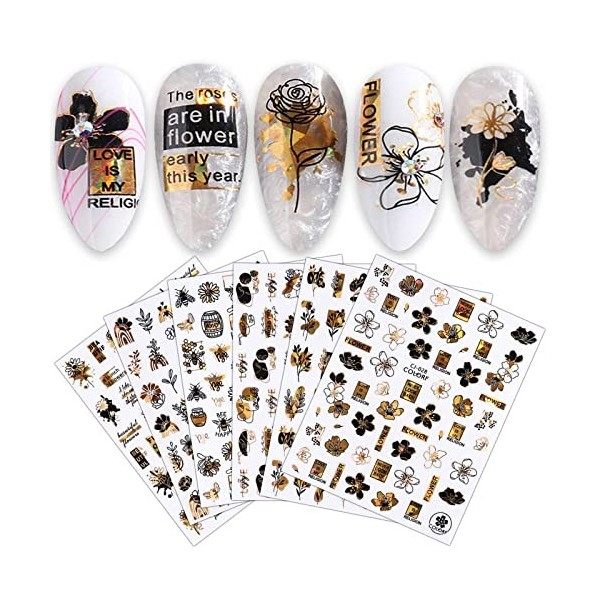 JMEOWIO Halloween Stickers Ongles Nail Art 8 Feuilles Autocollants Ongles Autoadhésif Deco Ongle Nail Art Design Manucure