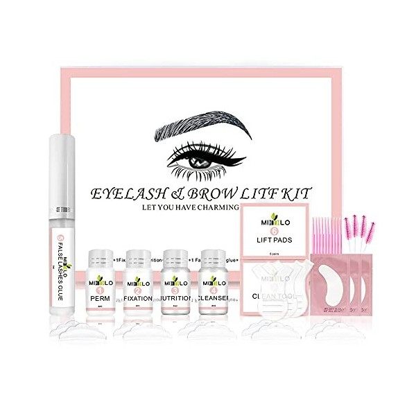 Kit Rehaussement de Cils,2 In1 Lash lifting Kit Eyelash Perming Kit,Brow Lamination Kit,Eyebrow Lifting Kit Pour Salon