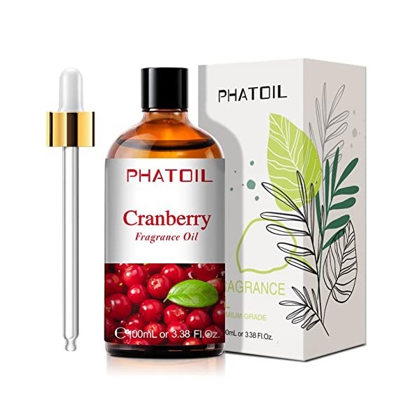 PHATOIL Huile Essentielle Canneberge 100 ml, Huile Essentielle Fruit pour Diffuseur Humidificateur Aromathérapie, Huile Parfu