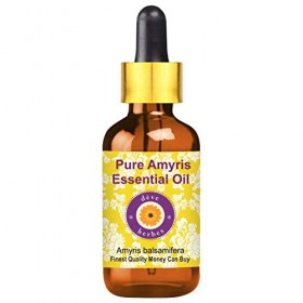 Deve Herbes Pure Amyris Huile essentielle Amyris Balsamifera avec compte-gouttes en verre 100 % naturel, qualité thérapeuti