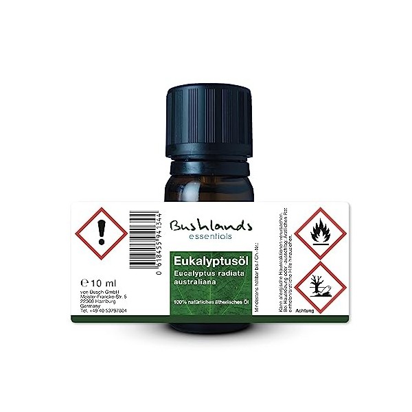 Bushlands Essentials Huile deucalyptus 10 ml – de la plante deucalyptus noble Eucalyptus radiata de la culture australienne