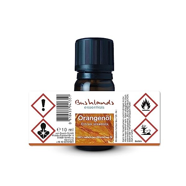 Bushlands Essentials Huile essentielle dorange 10 ml 100 % naturelle de la plante Citrus sinensis